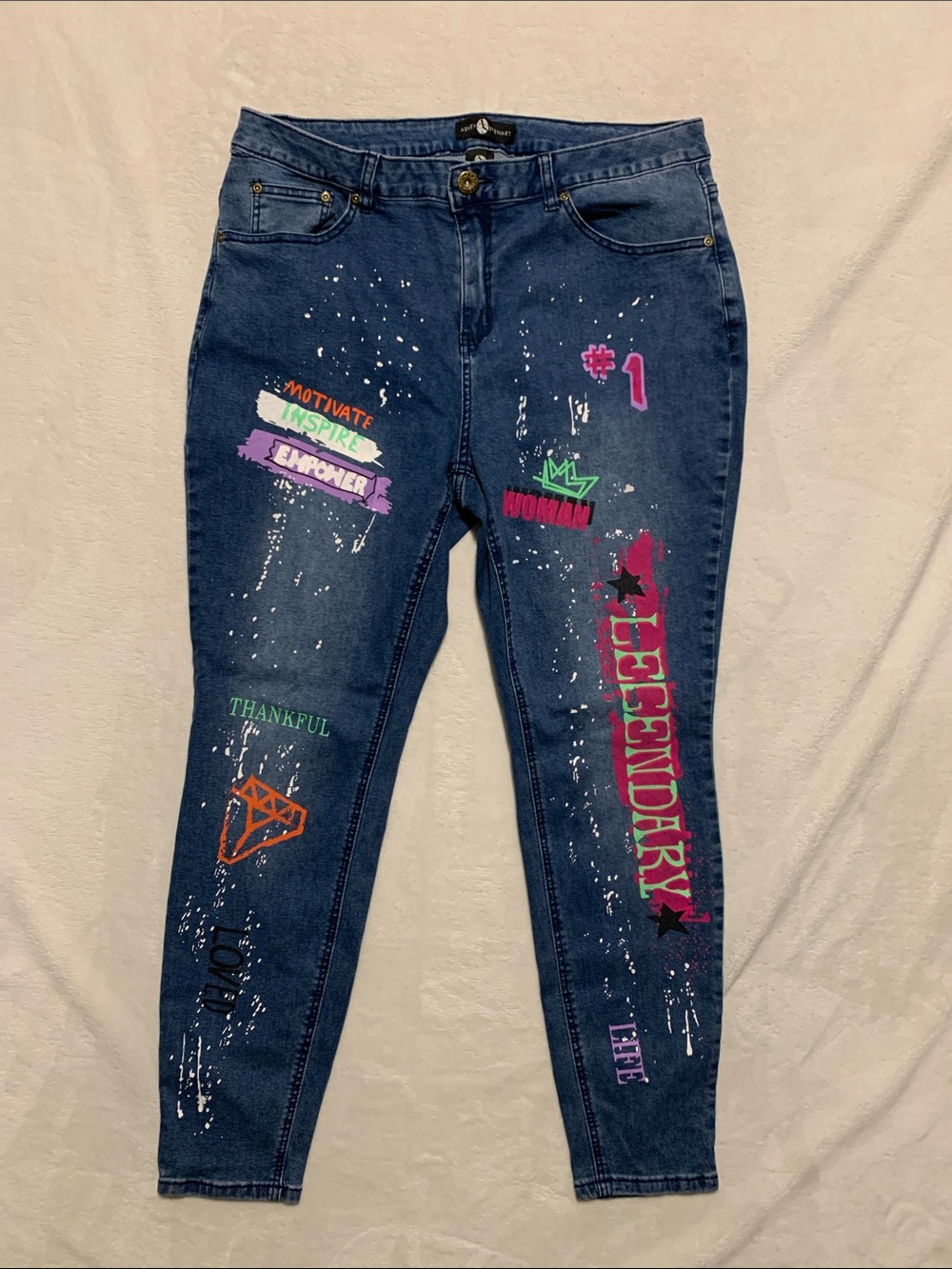 Ashley Stewart motivate empower inspire Jeans 16 Streetwear Graffiti Art ankle